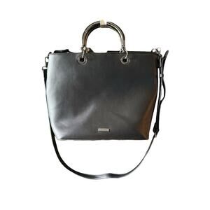 Aldo Satchel Crossbody Women’s Hand bag Black Leather Suede Metal Handles LG